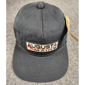 Ouray Augusta Maine Hat Men's Black Cotton Leather Strap Adjustable Cap NWT